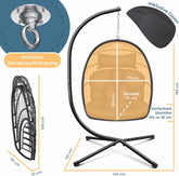 KESSER® Egg Hangstoel met Standaard - Tot 150kg - Antraciet